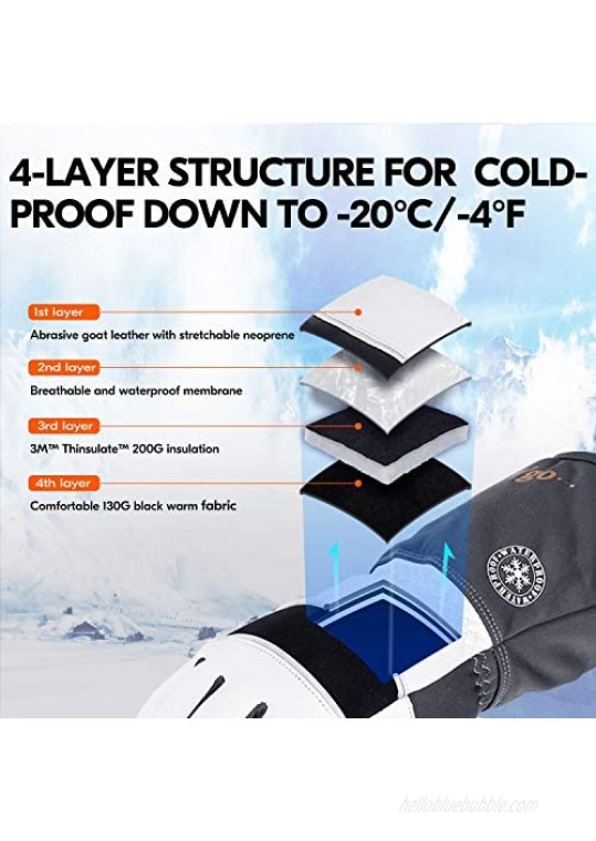 Vgo Leather Winter Ski Gloves Cold Storage Work Glovesn 3M Thinsulate (GA8435FW)