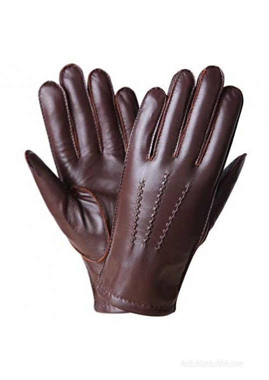 WARMEN Winter Leather Gloves for Men Cold Weather Handsewn Driving Touchscreen Black
