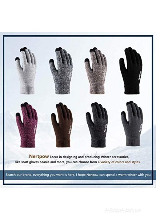 Winter Gloves For Men And Women Warm Knit Touch Screen Texting Anti-Slip Thermal Gloves With Wool Lining