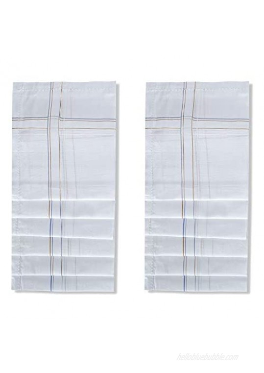 100% Soft Cotton Men’s Handkerchiefs Soft White Hanky for Men Fashion Patterned Handkerchieves Gift Set (12 Piece - 18 x 18)