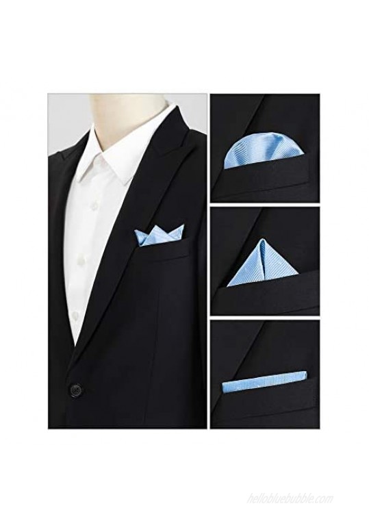 Allegra K Pocket Squares for Men Handkerchiefs Classic Silver Polka Dots Solid Color for Wedding Business
