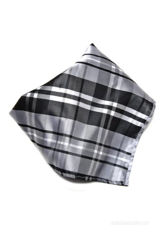 Black Gray White Plaid Design Men's Hankerchief Pocket Square Hanky