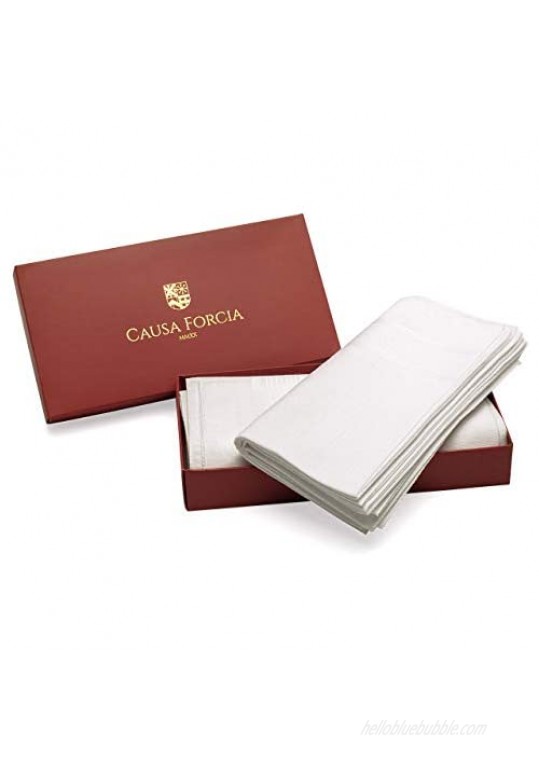 Causa Forcia Cotton Handkerchiefs for Men Thick Soft Turkish White Cotton 12 Pack