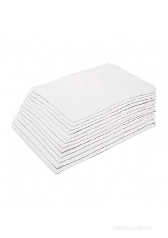 Causa Forcia Cotton Handkerchiefs for Men Thick Soft Turkish White Cotton 12 Pack
