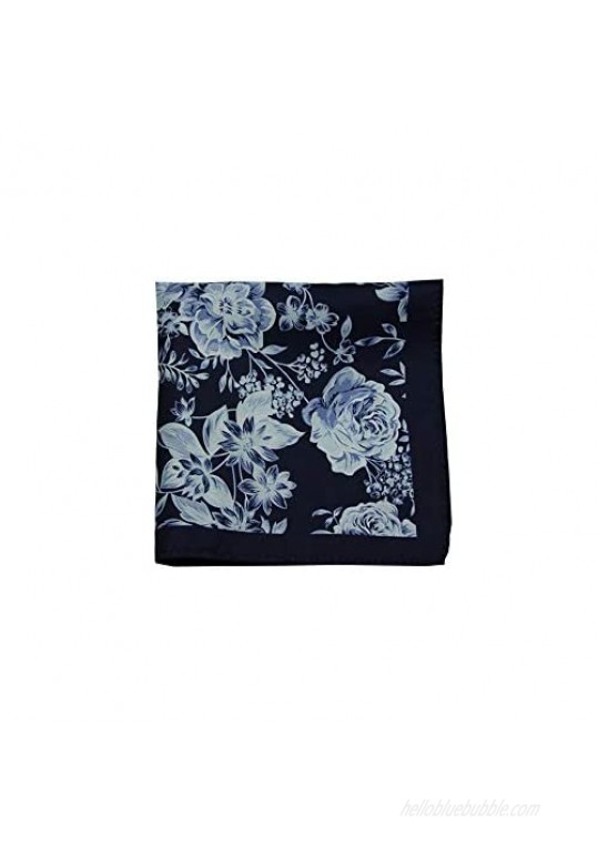 D&L MENSWEAR Midnight Blue Floral Silk Pocket Square