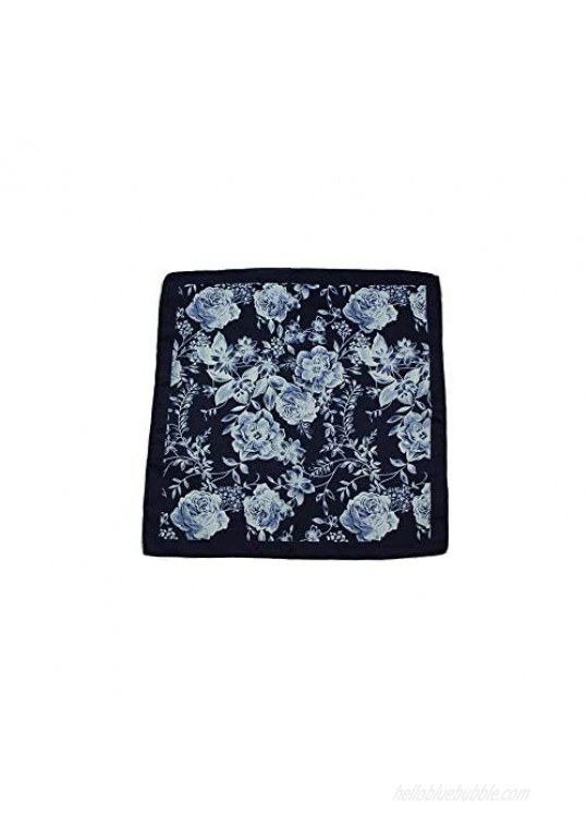 D&L MENSWEAR Midnight Blue Floral Silk Pocket Square