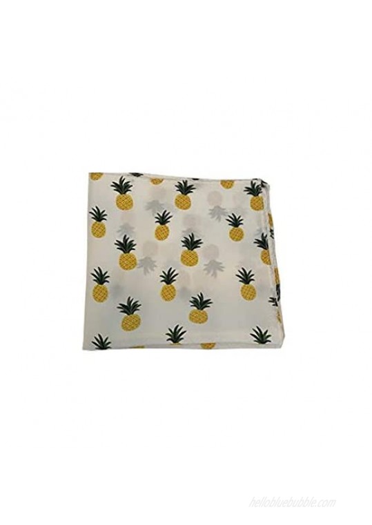 D&L Menswear Pineapple White Yellow Green Silk Pocket Square Large