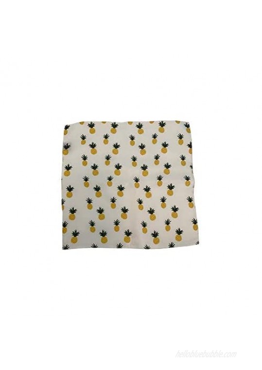 D&L Menswear Pineapple White Yellow Green Silk Pocket Square Large