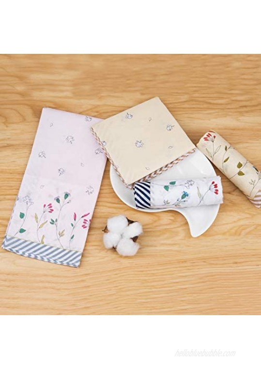 Houlife 100% 60s Combed Cotton Floral Printed Handkerchief Elegant Hankies for Women Girls