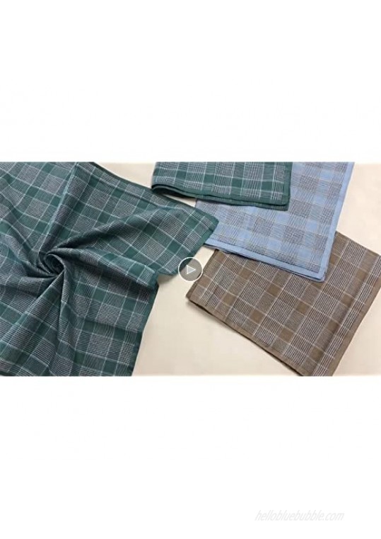 Houlife Men's 6/12 PCs 100% 60s Combed Cotton Striped Handkerchief 17×17