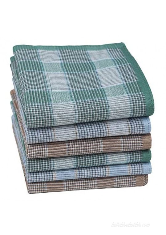 Houlife Men's 6/12 PCs 100% 60s Combed Cotton Striped Handkerchief 17×17