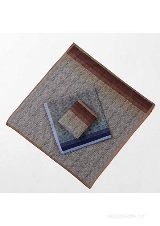 Houlife Men's 6/12 PCs 100% 60s Cotton Striped Pattern Handkerchief Pocket Square Soft Vintage Hankie 17×17