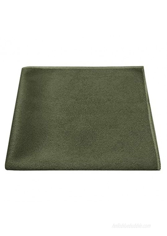 Luxury Dark Olive Green Suede Pocket Square  Handkerchief  Moleskin