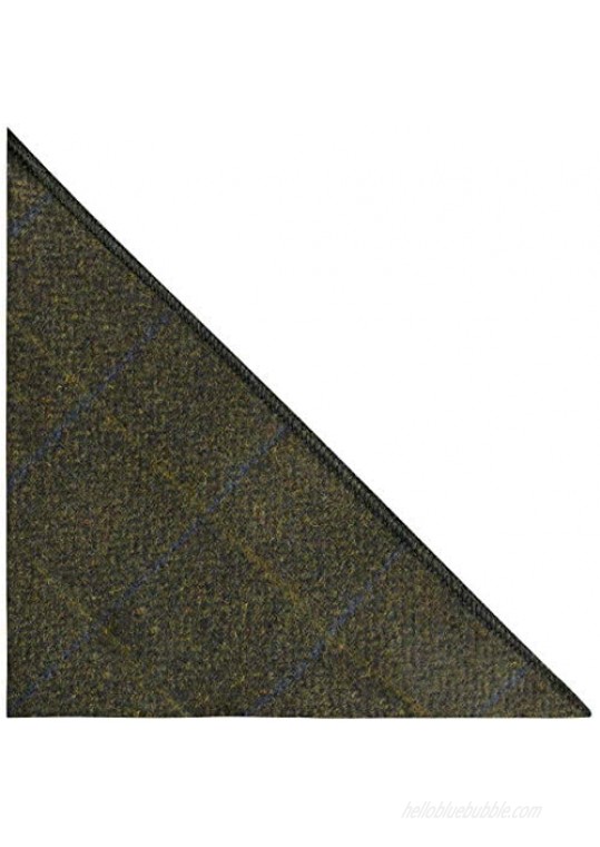 Luxury Juniper Green Herringbone Check Pocket Square Handkerchief Tweed