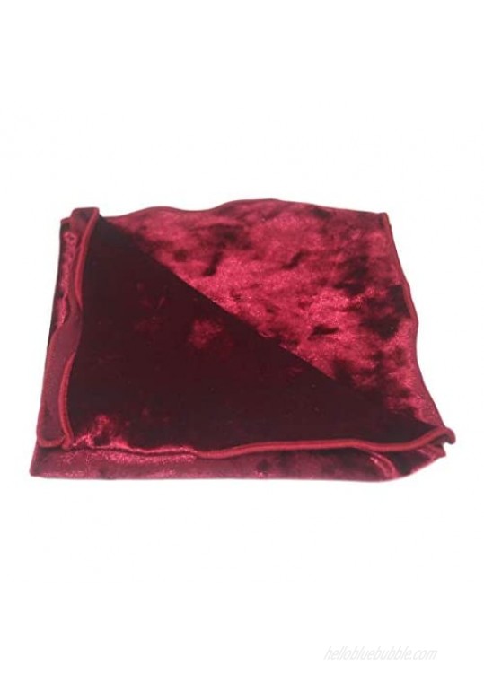 Luxury Red Crushed Velvet Pocket Square  Handkerchief