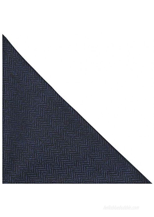Midnight Blue & Black Herringbone Pocket Square Handkerchief
