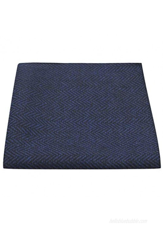 Midnight Blue & Black Herringbone Pocket Square  Handkerchief