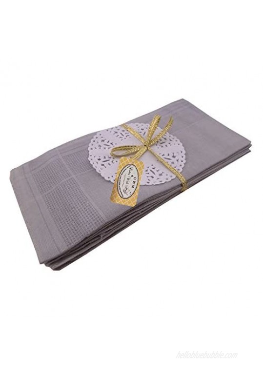 OWM Handkerchief 6 Pcs Soft Classic Solid 100% Cotton Handkerchiefs Grey