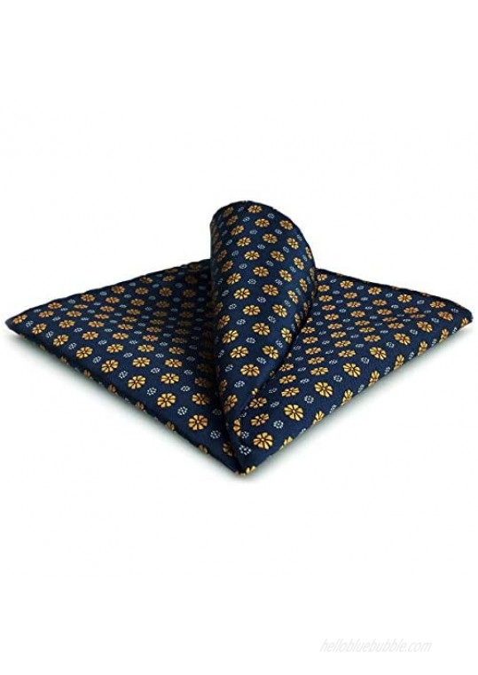 S&W SHLAX&WING Classic Handkerchief for Men Blue Orange Flower Pocket Square 12.6"