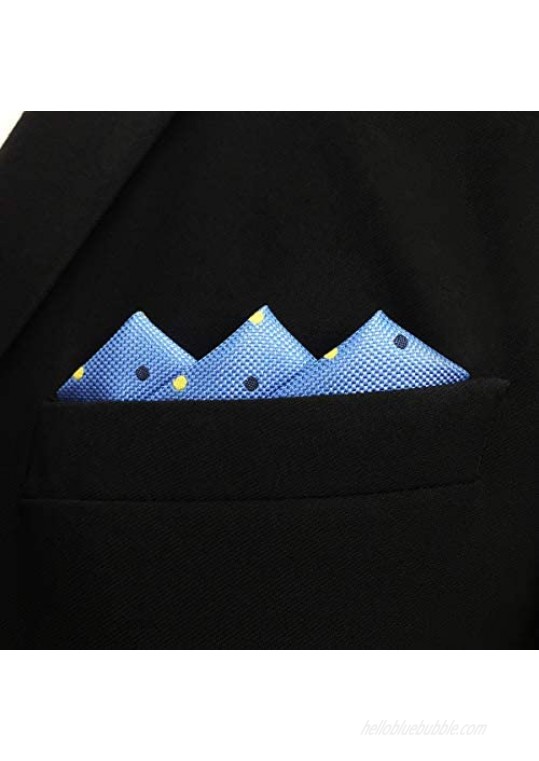 S&W SHLAX&WING Dots Blue Azure Pocket Square for Suit Mens Handkerchief