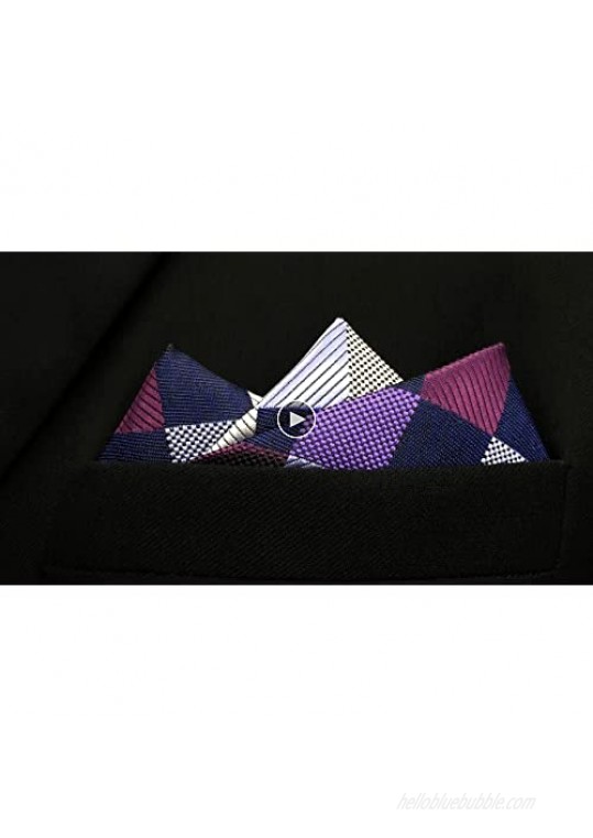 SHLAX&WING Checkered Silk Pocket Square for Men Multicolor Hanky 12.6 inches