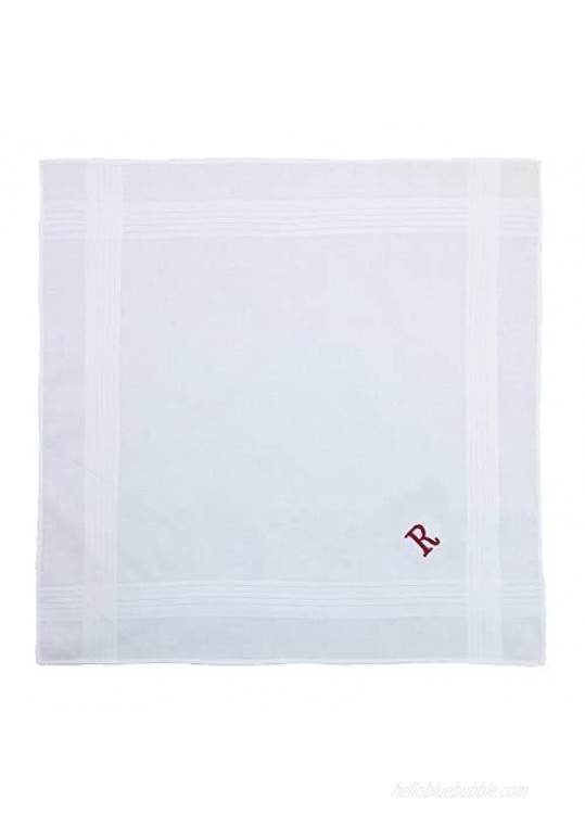 Umo Lorenzo Men's Cotton Boxed Initial Alphabet Handkerchiefs (Pack of 3)