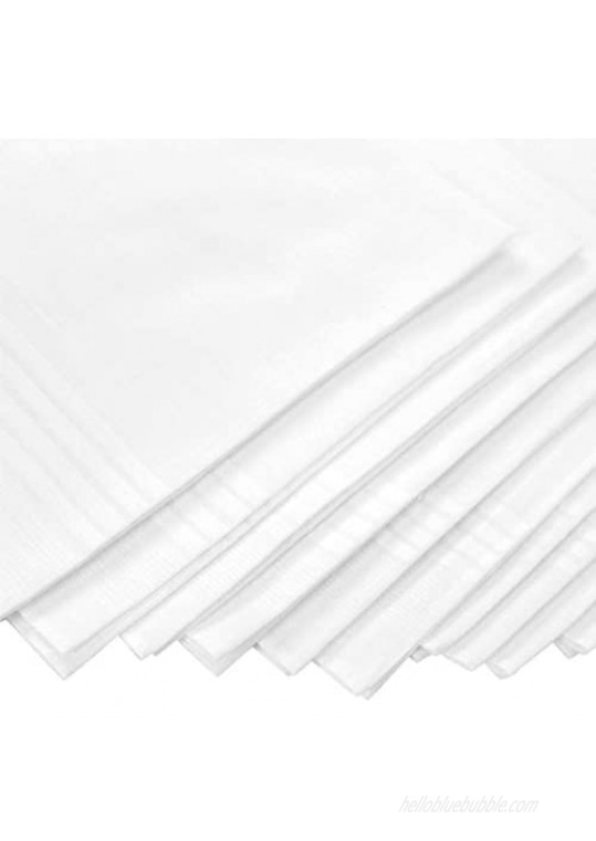 UMO LORENZO Pocket Square 100% Soft Premium Cotton White Handkerchief for men - 12 Pack