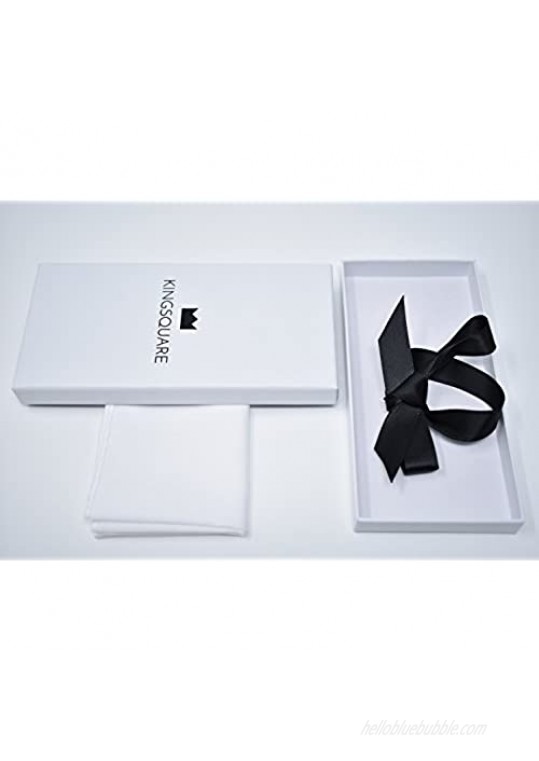 White Cotton Pocket Square Handkerchief with Gift Box