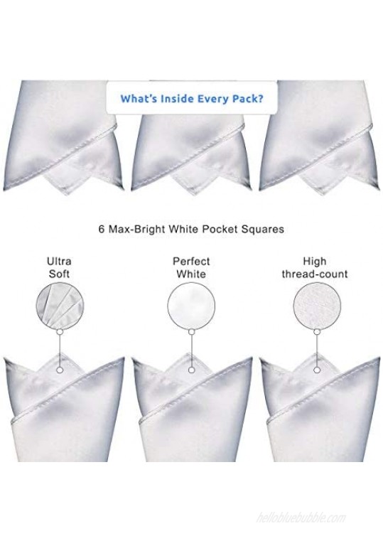 White Pocket Square Pack 6 Pocket Squares Perfect for Groomsmen Weddings