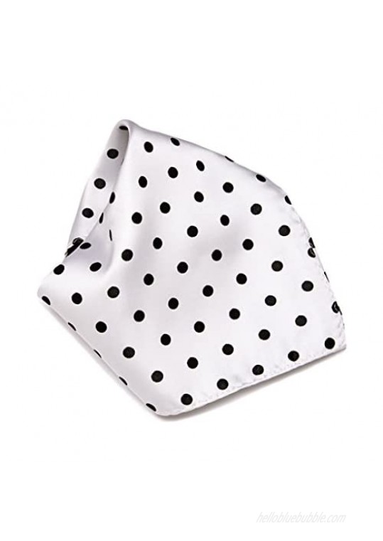 WHITE with BLACK Polka Dots Handkerchief Pocket Square Hanky Men's Handkerchiefs