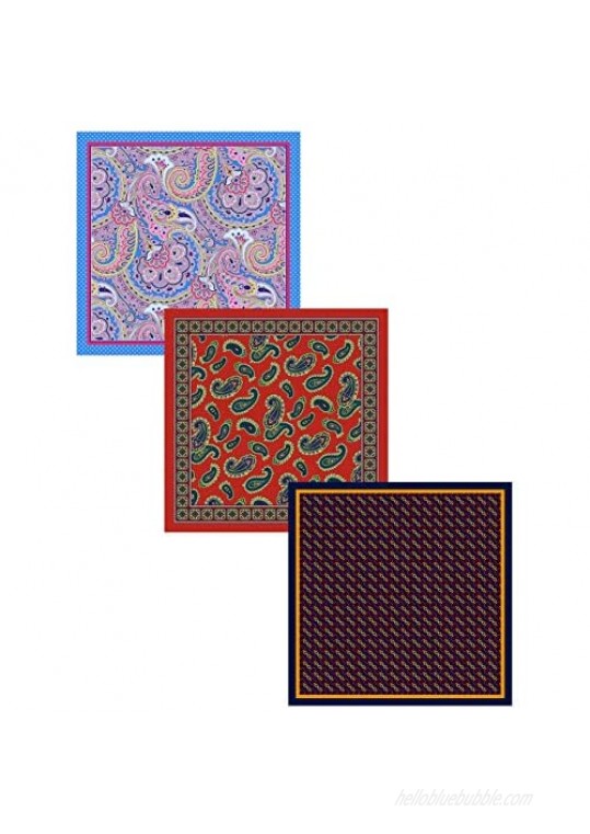 ZENXUS Pocket Square with Holder 6 Sets Men's Handkerchiefs Penetrating Printed & Sewn by Hand