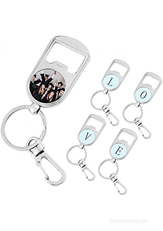 10 Pieces Sublimation Keychain Blanks Metal Bottle Opener Keychains Can Opener Aluminum Heat Transfer Rectangle Keychains for Man Boyfriend Husband Custom Personalized Key Chain