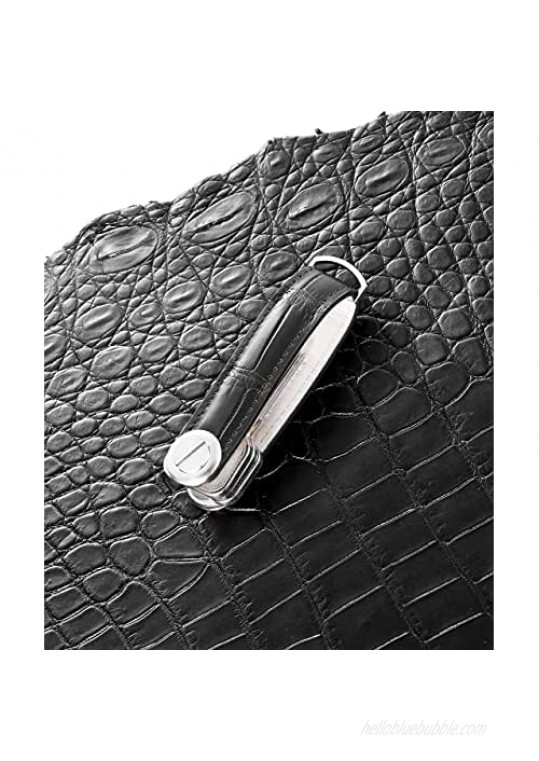 100% Real Crocodile Leather Key Organizer Compact Key Holder with Stainless Steel Screws