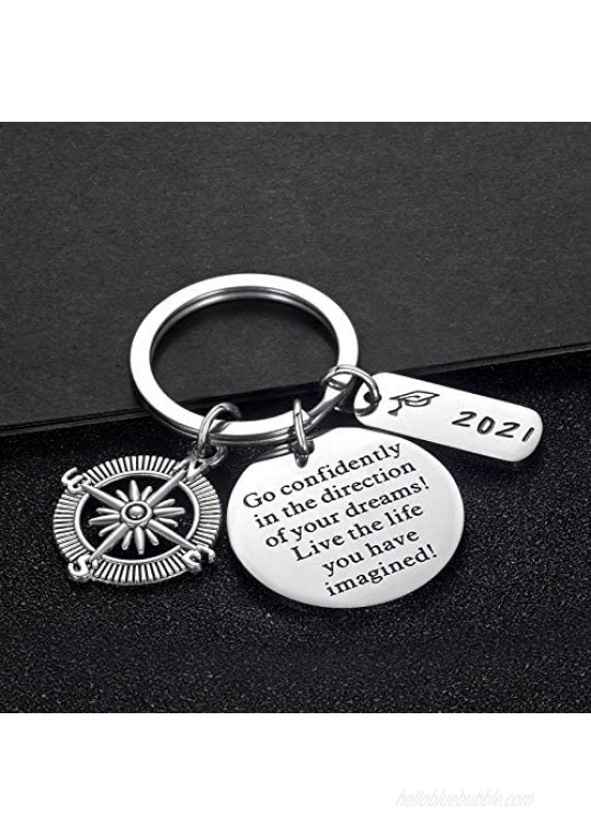 2021 Graduation Gifts for Her and Him - Inspirational Stainless Steel Keychain