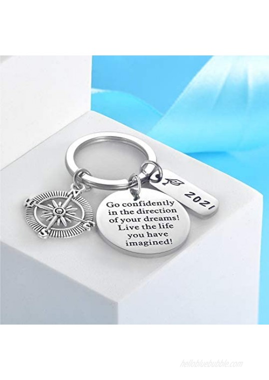2021 Graduation Gifts for Her and Him - Inspirational Stainless Steel Keychain
