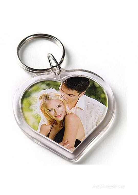 25Pcs Acrylic Photo Frame Keychains - Clear Heart-Shaped Blank Personalized Keyrings Snap in Insert Custom DIY Picture Frames Keyrings Key Holder for Lovers