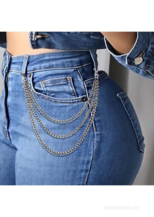 3 PCS Wallet Chain Pants Chain Pocket Chain Jeans Chain with Lobster Clasps for Men Women Wallets Keys Silver （10'' 16'' 18'' ）