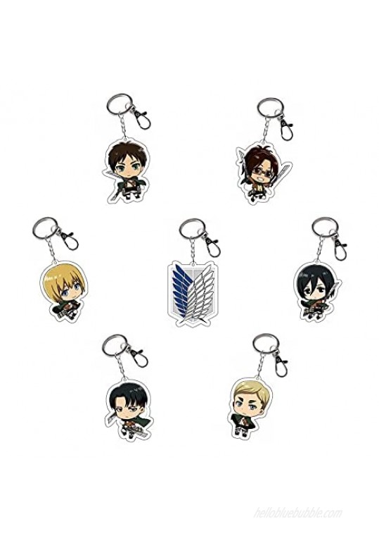 7PCS Attack On Titan Keychain  Hanging with Removable Alloy Metal Ring  Anime Keychain for Kid  7 Collectible Figure Keychains Pendant Hanging for Key  Card  Wallet Bag Car Pursaras