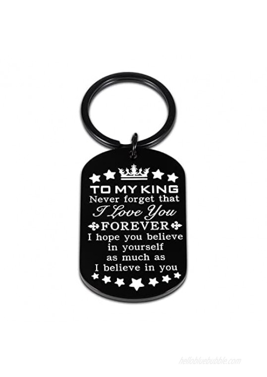 Anniversary Gift for Him Husband I Love You Gifts for Men Boyfriend To My King Keychain for Hubby Fiance Groom Valentines Day Birthday Christmas Wedding Engagement Keyring Present from Wife Girlfriend