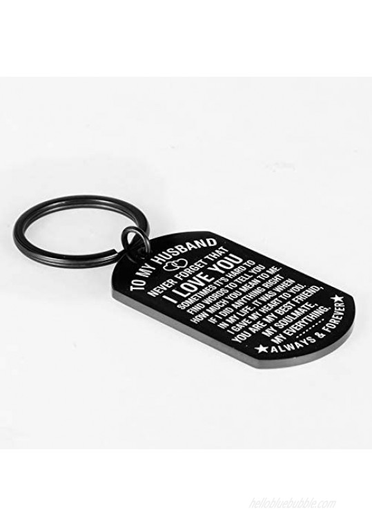 Anniversary Husband Keychain from Wife Birthday Valentine’s Day Present for Hubby Fiance Bridegroom Wedding Xmas Present Husband Fathers Day Couple Keyring Keepsake for Him Men