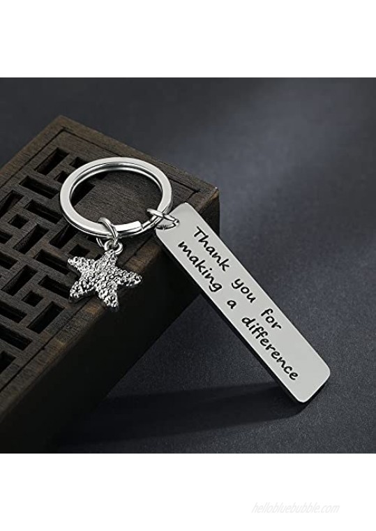 Appreciation Keychain Gift Engraved Thank You for Making a Difference Stainless Steel Key Ring for Doctor Teacher Mentor Volunteer Personalized Jewelry Key Charm for Father’s Day Anniversary