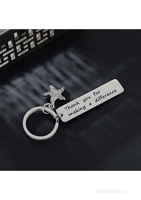 Appreciation Keychain Gift Engraved Thank You for Making a Difference Stainless Steel Key Ring for Doctor Teacher Mentor Volunteer Personalized Jewelry Key Charm for Father’s Day Anniversary