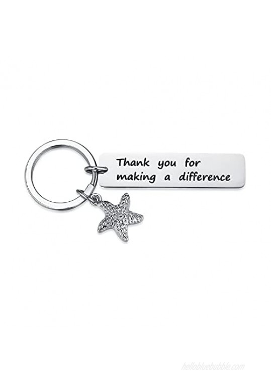 Appreciation Keychain Gift Engraved Thank You for Making a Difference  Stainless Steel Key Ring for Doctor Teacher Mentor Volunteer  Personalized Jewelry Key Charm for Father’s Day Anniversary