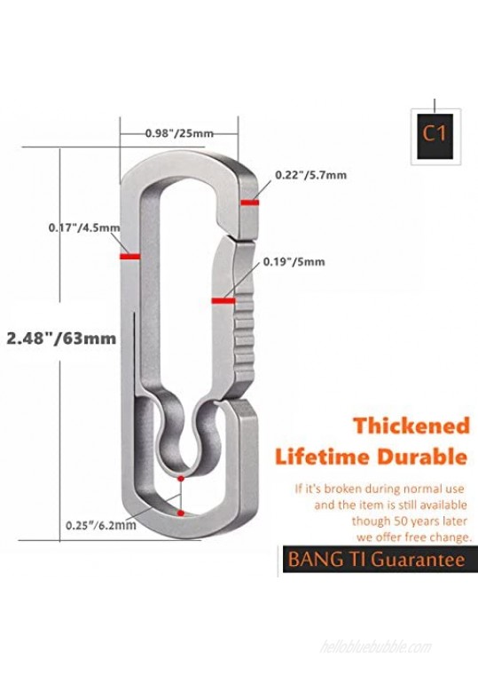 BANG TI Titanium Quick Release Keychain Hook (Durable Integrated Spring Clip)
