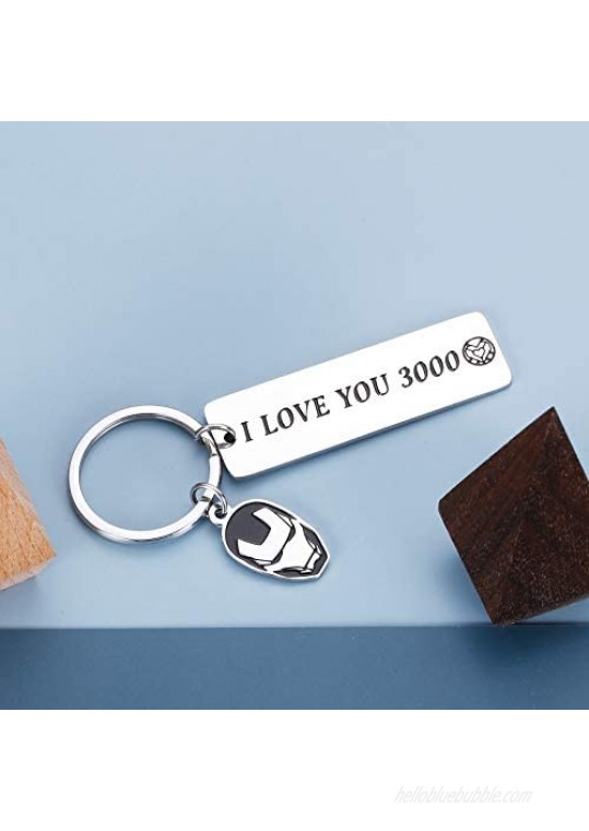 Christmas Gifts for Boyfriend Girlfriend I Love You 3000 Keychain Him Her Couple Valentine's Day Birthday Present from Husband Wife Movie Pendant for Dad Mom from Kids New Year Charm for Family