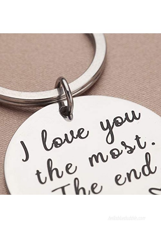 Couple Key Chain Gifts for Him Her-Husband for Girlfriend Boyfriend Wife Keychain Gifts for Anniversary Birthday Wedding Gifts from Wifey Hubby Valentine Day Gifts-I Love You Most The End I Win
