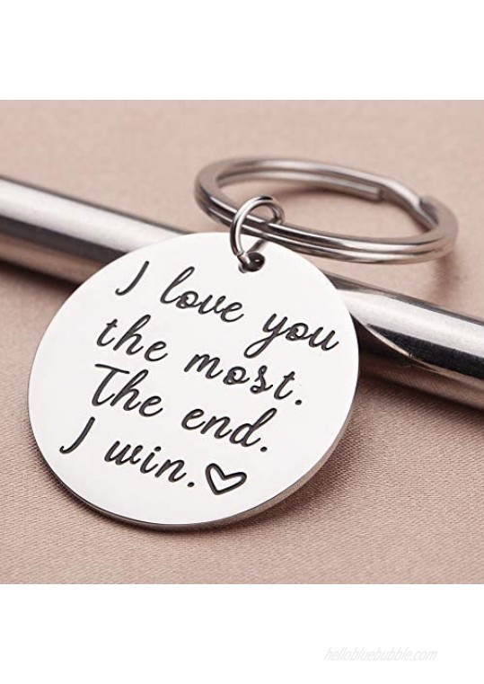 Couple Key Chain Gifts for Him Her-Husband for Girlfriend Boyfriend Wife Keychain Gifts for Anniversary Birthday Wedding Gifts from Wifey Hubby Valentine Day Gifts-I Love You Most The End I Win
