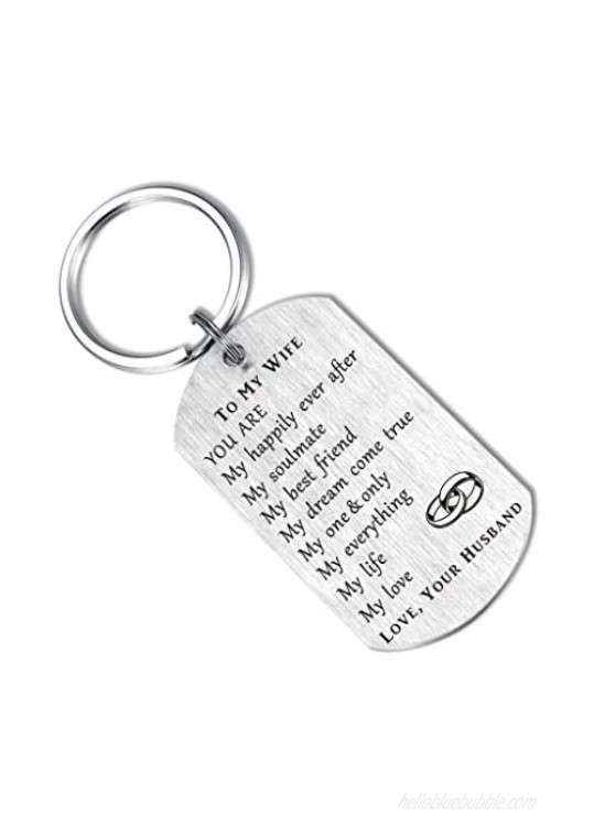 CPLJW Wife Gifts from Husband Romantic Wife Birthday Gift Best Anniversary for Wife Gifts Meaningful Keychain Gift for Wife Silver Small
