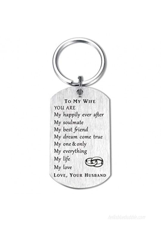 CPLJW Wife Gifts from Husband Romantic  Wife Birthday Gift  Best Anniversary for Wife Gifts  Meaningful Keychain Gift for Wife  Silver  Small