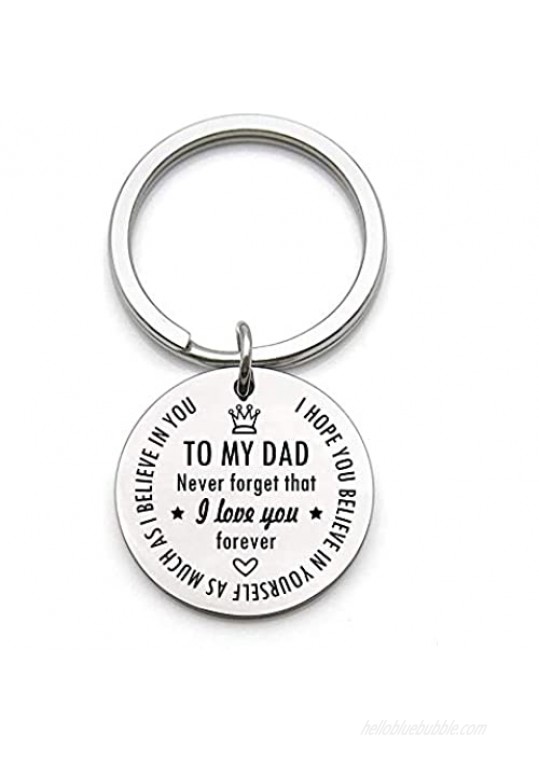 Dad Gift Keychain from Daughter Son Father's Day Birthday Christmas Gifts for Papa Daddy Never Forget That I Love You Forever Key Chain